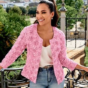NWT Boston Proper Pink Bibi Floral Jacket Size Small